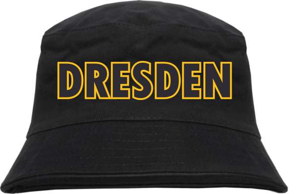 Dresden Fischerhut Blockschrift schwarz gelb