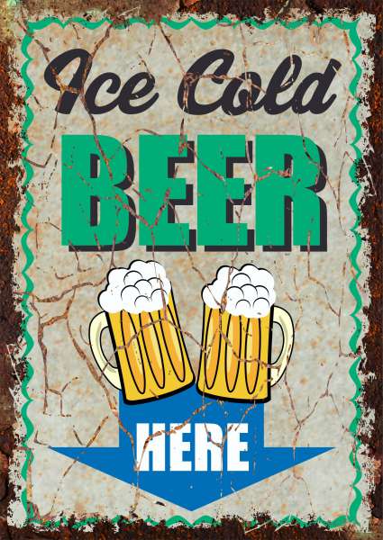 Ice Cold Beer here Deko Schild