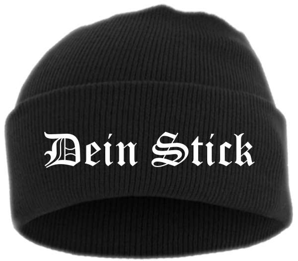 Umschlagsmütze mit Wunschtext - altdeutsch bestickt -