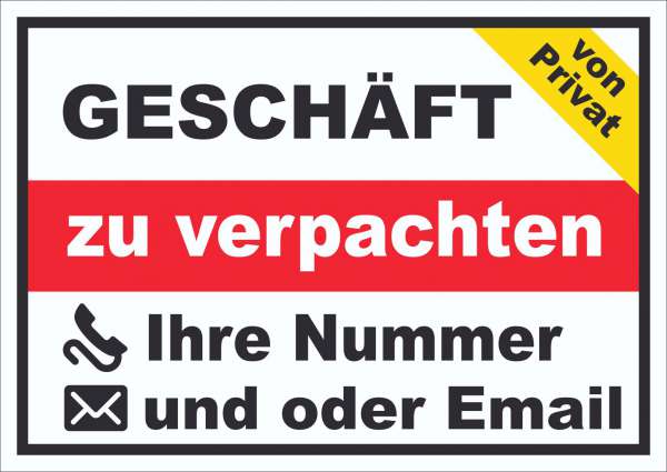 Geschäft zu verpachten von Privat Schild