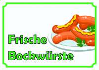 Frische Bockwürste Verkaufsschild Schild Frische Bockwürste Verkaufsschild Schild