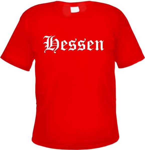Hessen Herren T-Shirt - Altdeutsch - Rotes Tee Shirt