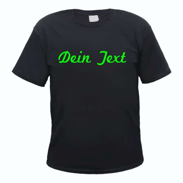 Individuelles Herren T-Shirt - schwarz - NEON - Schreibschrift - mit Wunschtext bedruckt