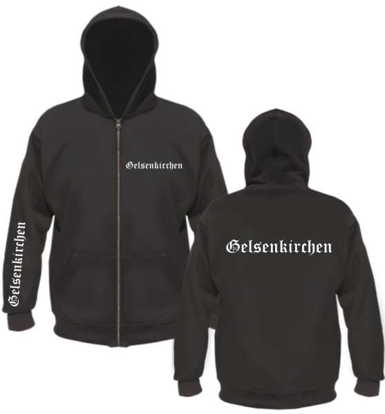 Gelsenkirchen Kapuzenjacke - altdeutsch bedruckt - Sweatjacke Jacke Hoodie