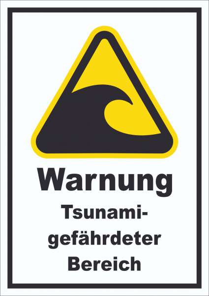 Schild Warnung Tsunami-gefährdeter Bereich