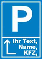 Parkplatz Schild mit Wunschtext Pfeil links um die Ecke Parkplatz Schild mit Wunschtext Pfeil links um die Ecke