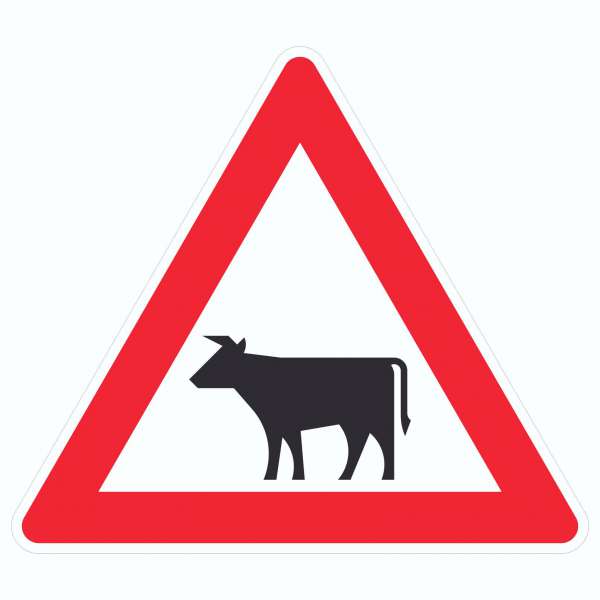 Aufkleber Dreick Achtung Viehbetrieb Tiere Symbole