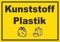 Kunststoff Plastik Mülltrennung Schild Text Symbol shopping bag waagerecht Kunststoff Plastik Mülltrennung Schild Text Symbol shopping bag waagerecht