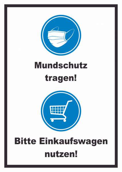 Mundschutz Einkaufswagen Schild