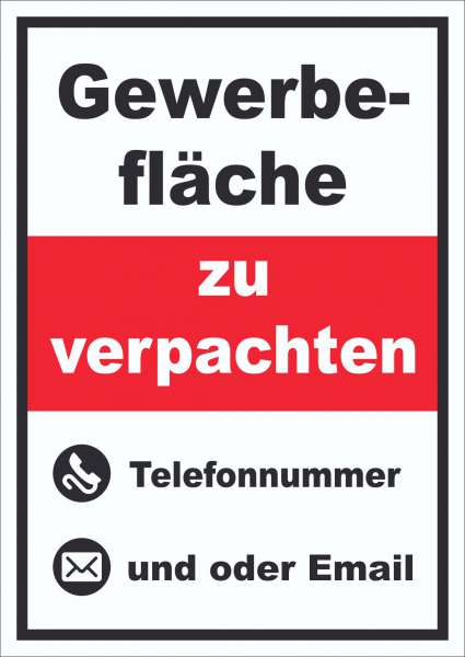 Gewerbefläche zu verpachten Schild hochkant