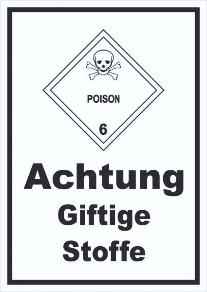 Schild Giftige Stoffe Poison Totenkopf hochkant