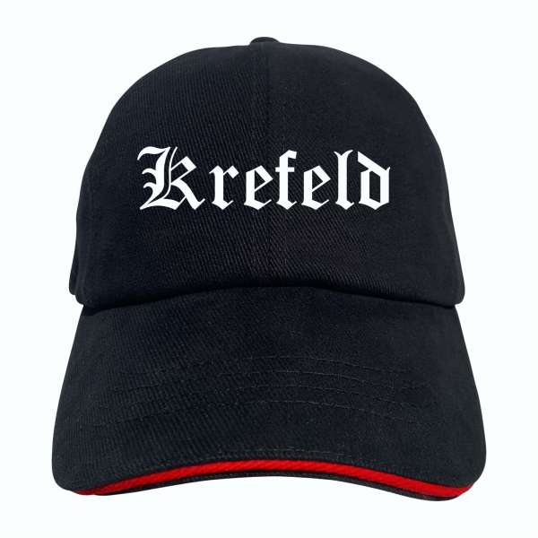 Krefeld Cappy - Altdeutsch bedruckt - Schirmmütze - Schwarz-Rotes Cap