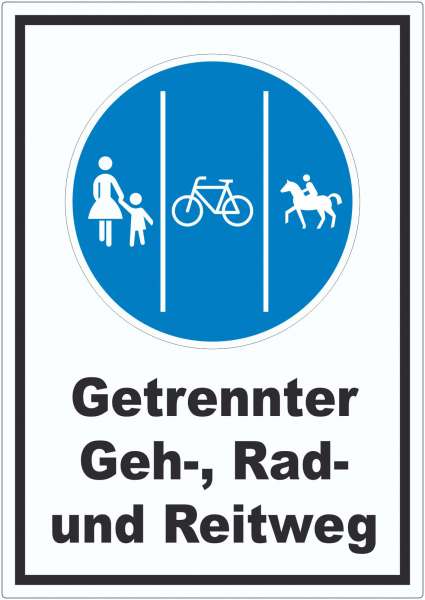 Aufkleber Getrennter Geh-, Rad- und Reitweg