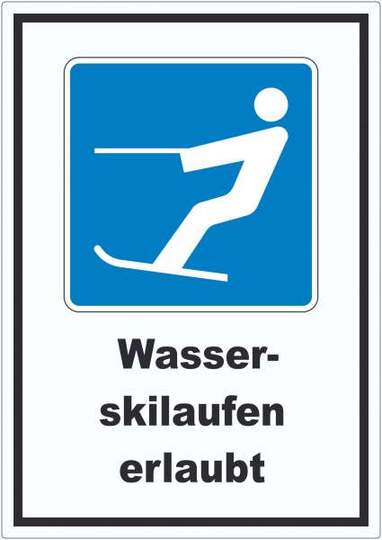 Wasserski fahren erlaubt Symbol und Text Aufkleber