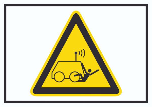 Warnung vor Überrollen durch ferngesteuerte Maschine Symbol Schild