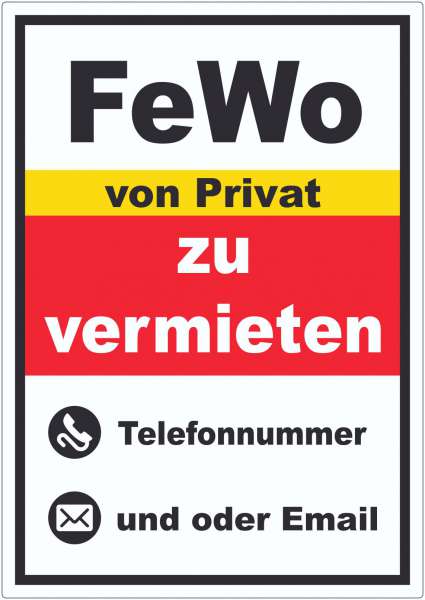 FeWo zu vermieten von Privat Aufkleber hochkant