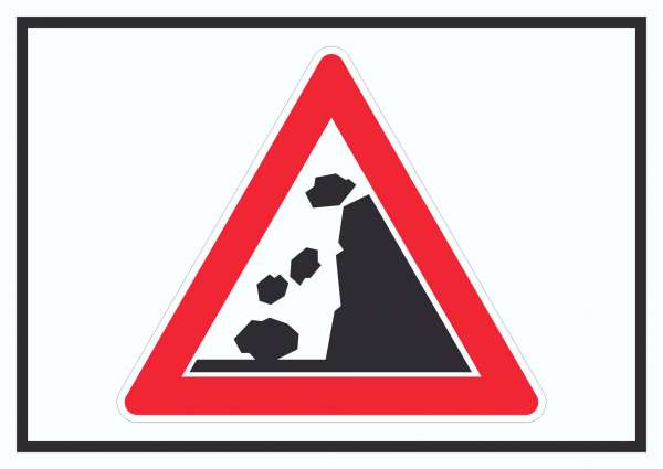 Achtung Steinschlag Symbol Schild