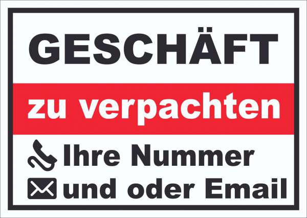 Geschäft zu verpachten Schild