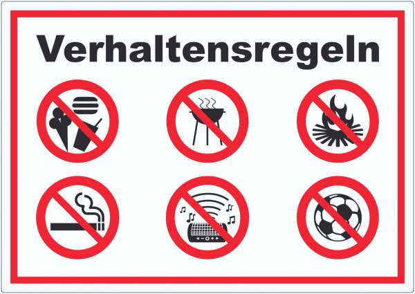 Aufkleber Verhaltensregeln Verbote