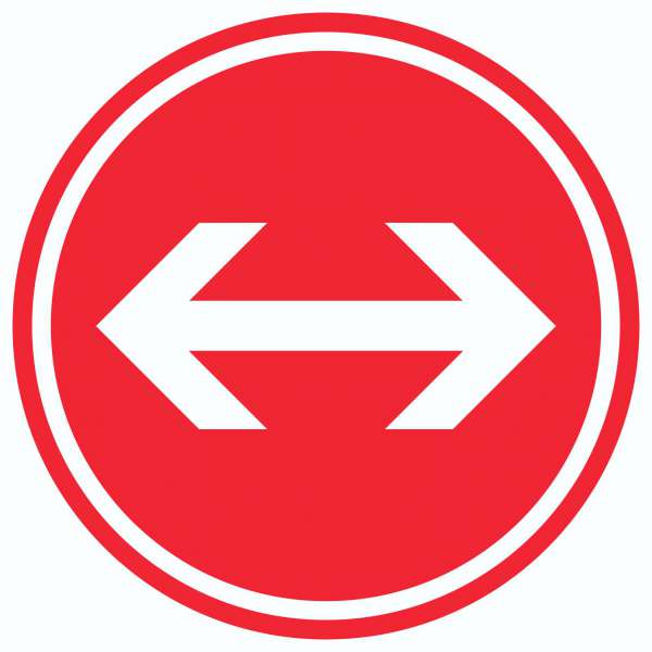 Richtungspfeil rechts links Aufkleber Kreis weiss rot Pfeil