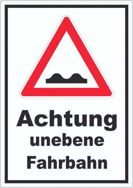 Aufkleber Achtung unebene Fahrbahn