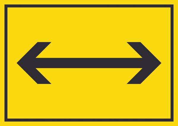 Richtungspfeil rechts links Schild waagerecht schwarz gelb Pfeil