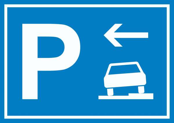 Gehweg Parkplatz mit Richtungspfeil links Schild waagerecht
