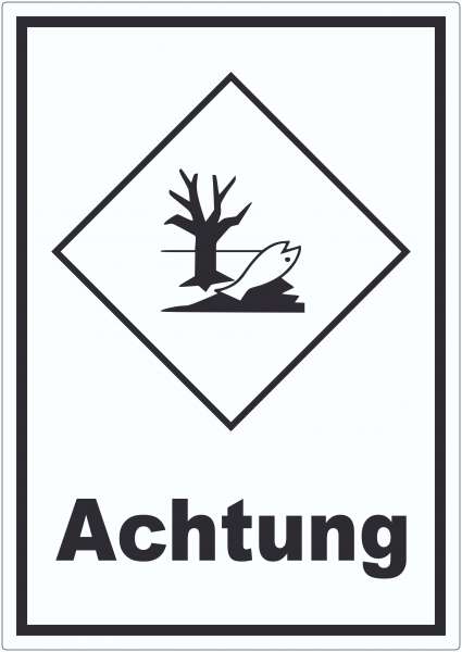 Aufkleber Kenn­zeichen Umwelt­gefähr­dend Achtung Fisch Wasser Baum