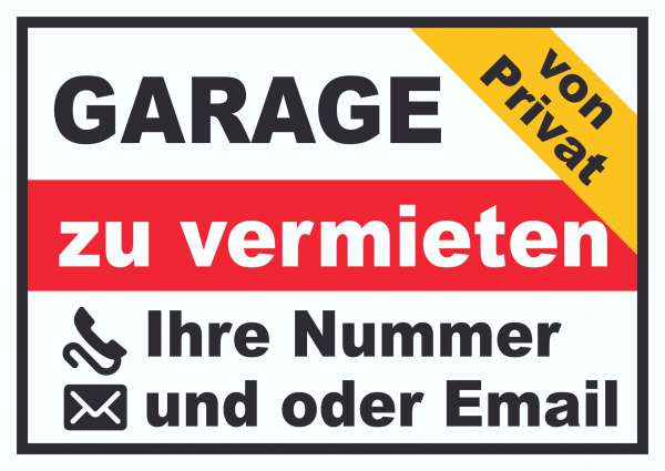 Garage zu vermieten von privat Schild