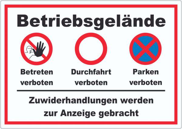 Aufkleber Betriebsgelände Betreten Durchfahrt Parken