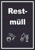 Restmüll Mülltrennung Schild Text Symbol Haushalt hochkant Restmüll Mülltrennung Schild Text Symbol Haushalt hochkant