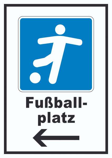 Fußballplatz Schild mit Pfeil links