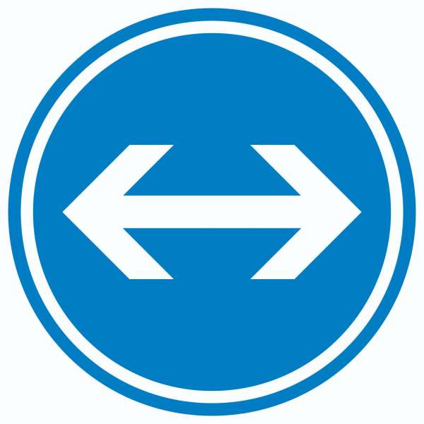 Richtungspfeil rechts links Aufkleber Kreis weiss blau Pfeil