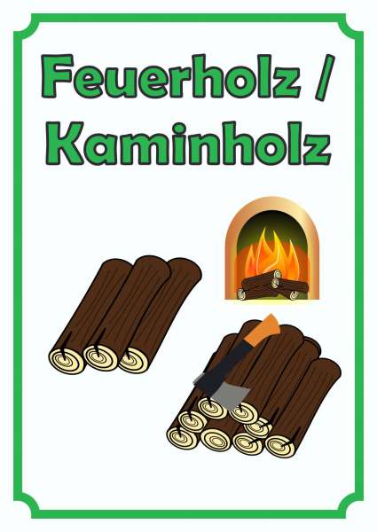 Verkaufsschild Schild Feuerholz Hochkant