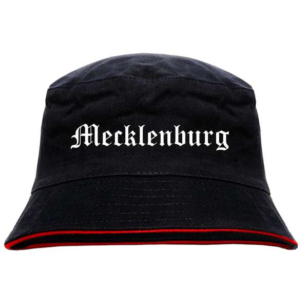 Mecklenburg Anglerhut - Altdeutsche Schrift - Schwarz-Roter Fischerhut