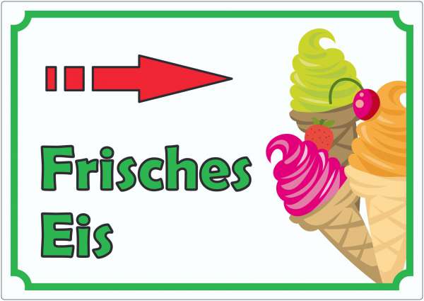 Frisches Eis Aufkleber mit Pfeil rechts