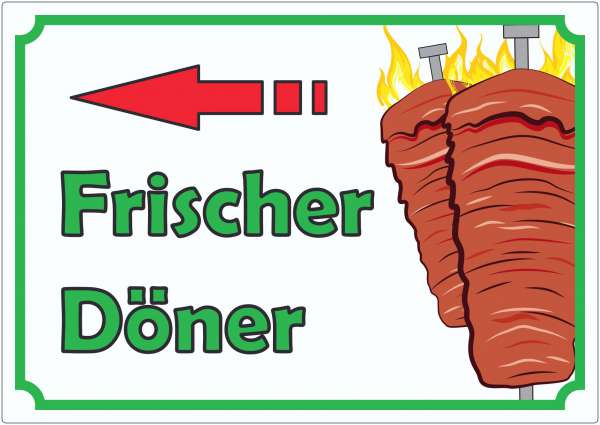 Frischer Döner Aufkleber mit Pfeil links