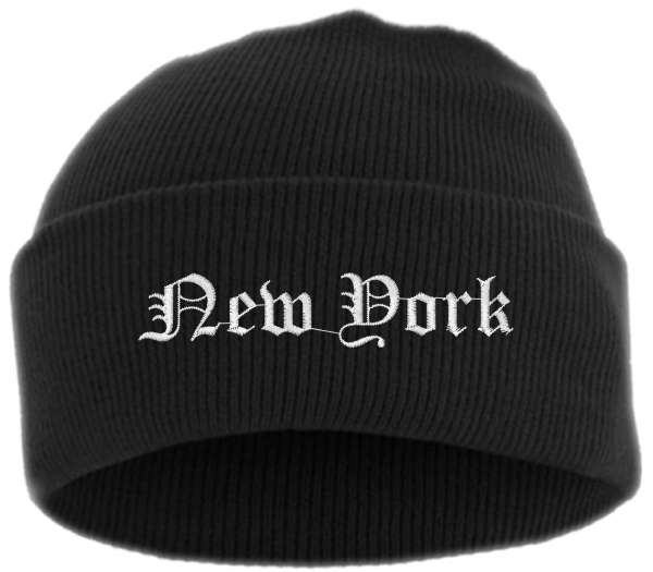 New York Umschlagmütze - Altdeutsch - Bestickt - Mütze mit breitem Umschlag
