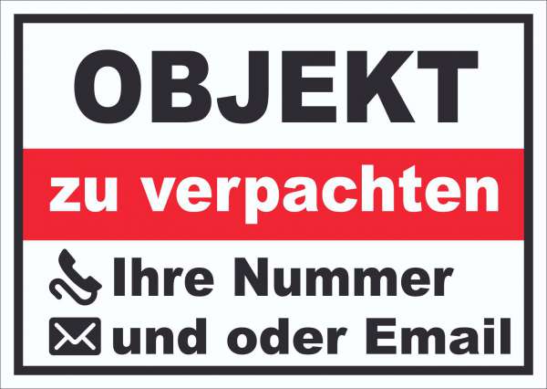 Objekt zu verpachten Schild