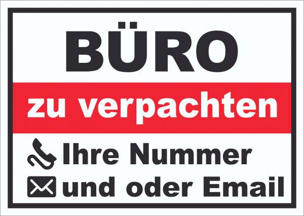 Büro zu verpachten Schild