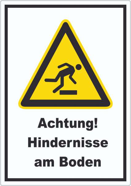 Achtung Hindernisse am Boden Aufkleber