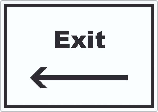 Exit Aufkleber mit Text und Richtungspfeil links Ausgang waagerecht