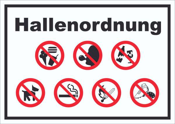 Schild Hallenordnung