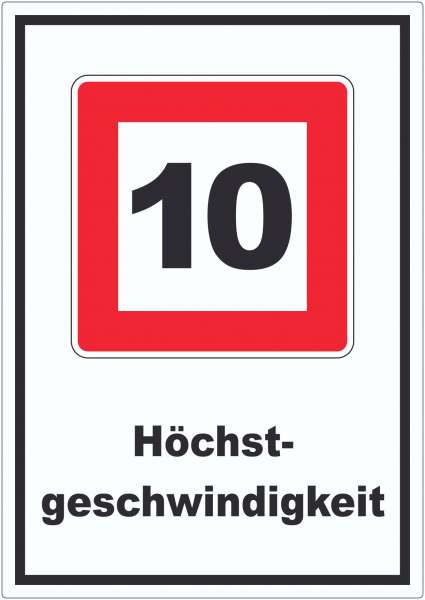 Höchstgeschwindigkeit 10 kmh nicht zu überschreiten Aufkleber mit Symbol und Text