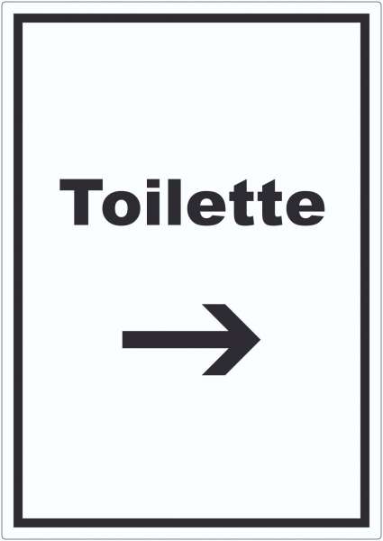 Toilette Aufkleber mit Text und Richtungspfeil rechts Klo WC hochkant