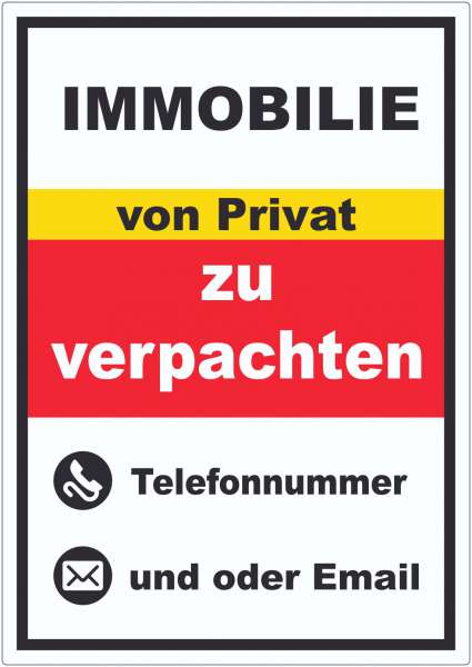 Immobilie zu verpachten von Privat Aufkleber hochkant