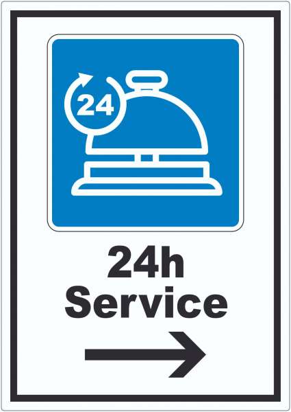24H Service Aufkleber mit Pfeil rechts