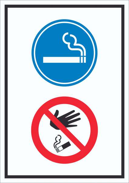 Schild Raucherbereich Boden verboten Symbol hochkant