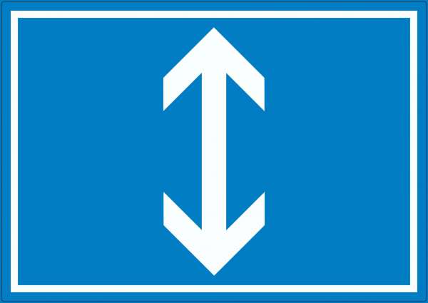 Richtungspfeil hoch und runter Aufkleber waagerecht weiss blau Pfeil