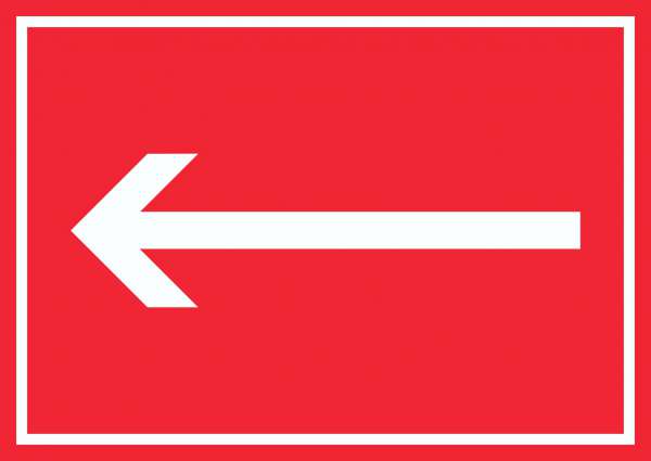Richtungspfeil links Schild waagerecht weiss rot Pfeil